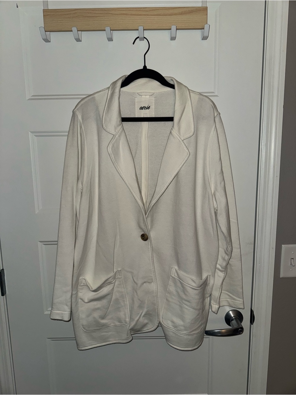 aerie Off-White Single-Button Blazer Jacket